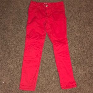 red skinny jeans